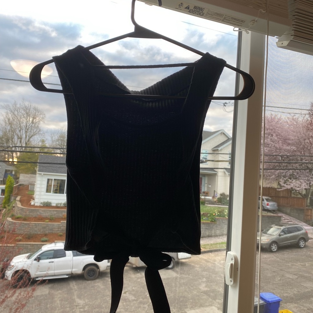 Black High-Neck Crop Top | Open Back | Small | Urban Outfitters